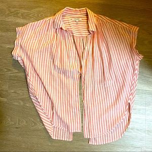 Pink + white striped Madewell linen top